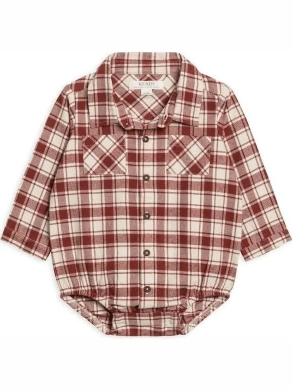 Colored Organics Carson Flannel Long Sleeve Collared Button Down Bodysuit 3-6 M